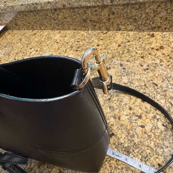 Tory Burch Block T Mini Tote Bag Black Leather 2-way Crossbody Handles - Picture 11 of 16